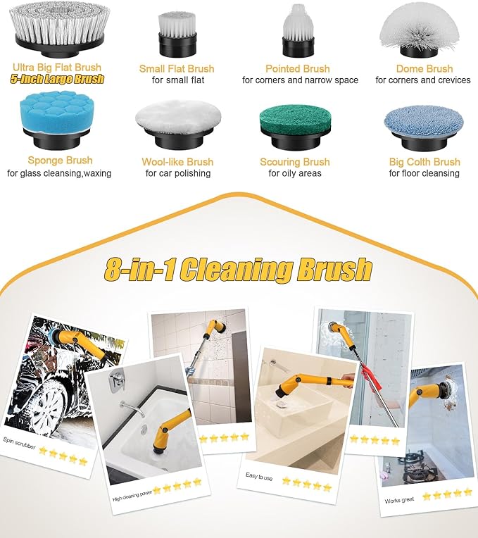 qimedo Scrubber Large Brushes Heads 8-in-1 Spin Scrubber Replacement Brush Heads for qimedo Leebein Keimi Alloyman Bomves YKYI BEI &amp Hong