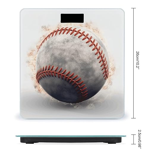 Baseball Bathroom Scale for Body Weight Bathroom Weighing Scale with Backlit LCD Display Highly Accurate Measures Weight Up to 180kg
