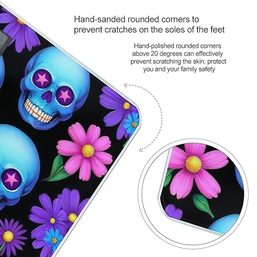 Smart Scale for Body Weight Digital Bathroom Weighing Scale Energy Saving Scale Flowers Floral Skull