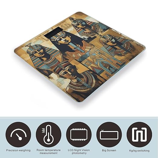 Ancient Egypt Tribe Series Scale for Body Weight Accurate Digital Bathroom Scale Toughened Glass High Precision Scales Smart Weight Scales with Large LCD Backlight Display Weighing Machine