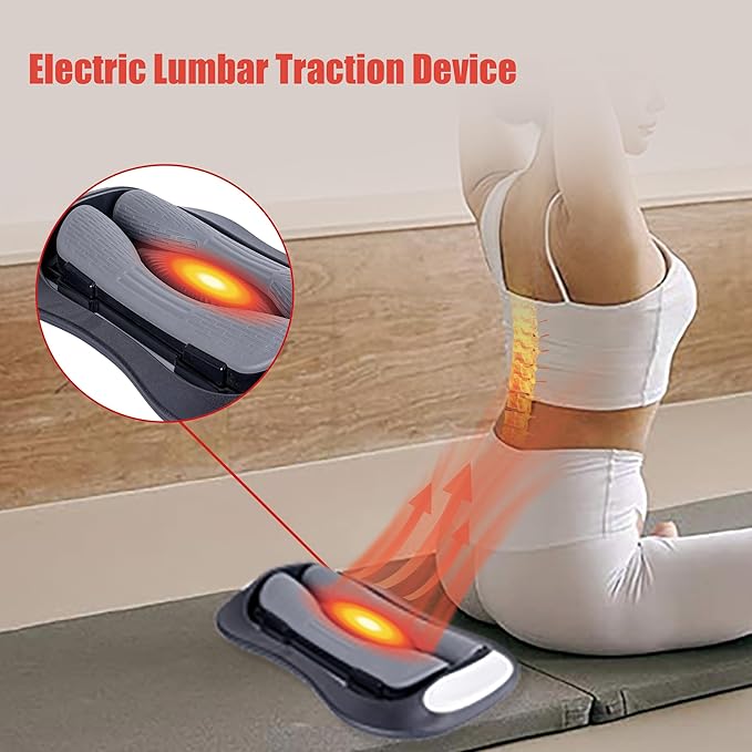 Lumbar Stretcher with Heat Massage | Adjustable Vibration Back Support | Waist Relaxation for Office &amp Home