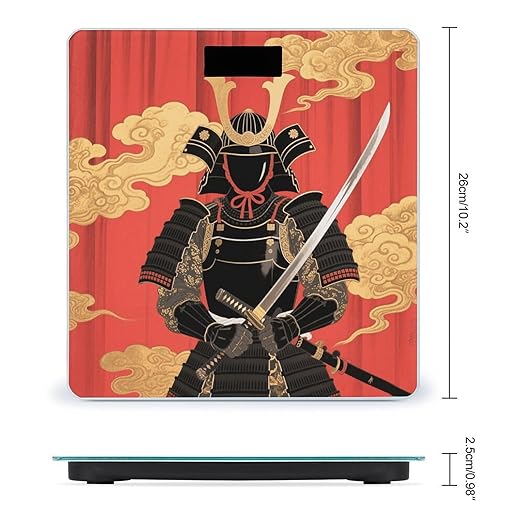 Samurai Armor Set Scale for Body Weight Sturdy Tempered Glass Weighing Scales with LCD Display Accurate Digital Bathroom Scale Convenient Body Fat Smart Scales Easy Read