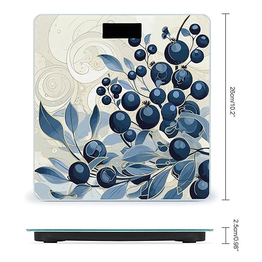 Field of Blueberries Bathroom Scale for Body Weight Bathroom Weighing Scale with Backlit LCD Display Highly Accurate Measures Weight Up to 180kg