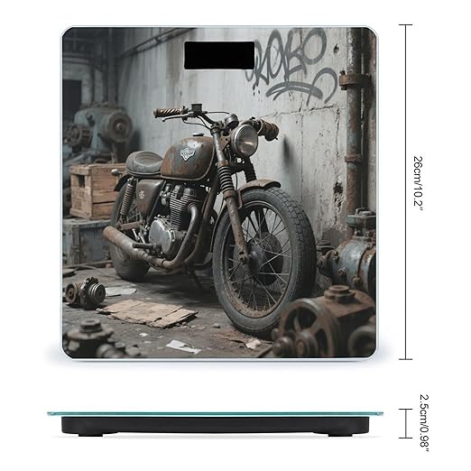 Digital Bathroom Scale for Body Weight Scale with Bright LCD Display High Accuracy Step-On Technology Auto On/Off Vintage Motorcycle Digital Scales 400 Lbs /180kg