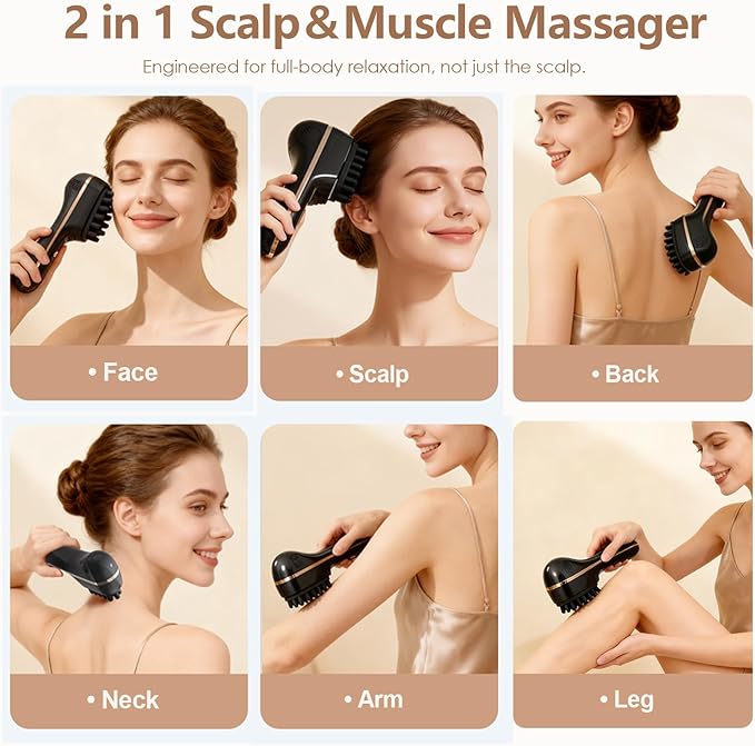 Electric Scalp Massager for Full-Body Relaxation - Cordless Handheld Head Massager with 5-Speed Deep Tissue Therapy &amp Fatigue Relief for Face Arm Shoulder &amp BodyIdeal for Home/Office Use