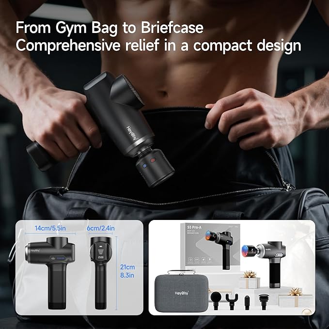 Percussion Massage Gun Deep Tissue with Heat and Cold Head Portable Handheld Muscle Massager Percussion Back Body Masajeador 12mm Amplitude for Athletes FSA Eligible &amp HSA Approved