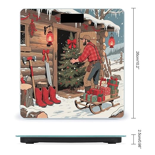 Christmas Scale for Body Weight Sturdy Tempered Glass Weighing Scales with LCD Display Accurate Digital Bathroom Scale Convenient Body Fat Smart Scales Easy Read