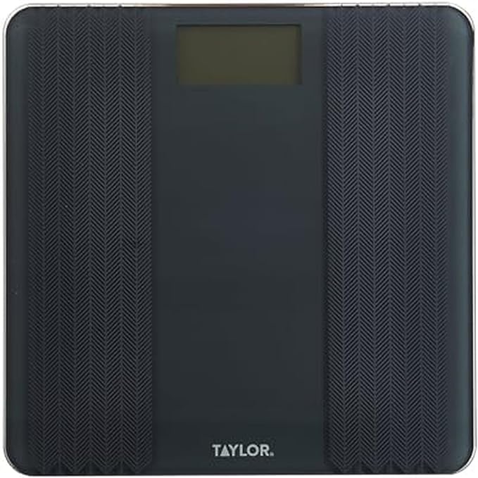 Taylor Glass Textured Paint Herringbone Design Digital Bathroom Scale Gray 5273274