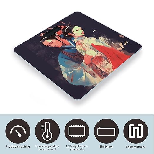 Opera Style Pictures Scale for Body Weight Precision Bathroom Weighing Scales with Back Lit LCD Display Sturdy Tempered Glass Body Weight Scales Digital Bathroom Scale 400lb