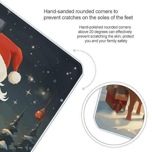 Christmas Santa Claus Scale for Body Weight Safe Rounded Corners Tempered Glass Digital Bathroom Scale LED Display 400lb Capacity Weight Scales with High Precision Sensors