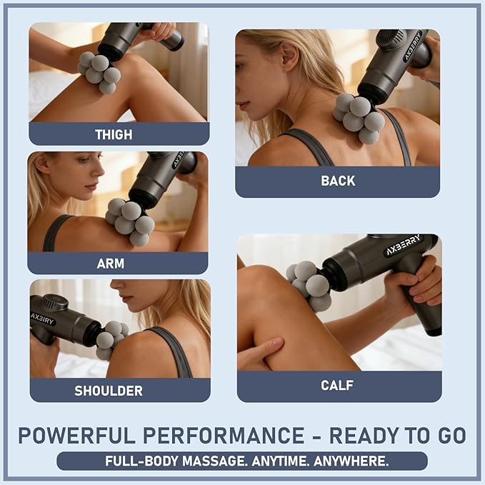 AxBerry Massage Gun Deep Tissue Body Massager Percussion Massage Gun Handheld Massage Gun for Back Shoulder Muscle Pain Relief Portable Quiet Professional Muscle Gun Mini Massager