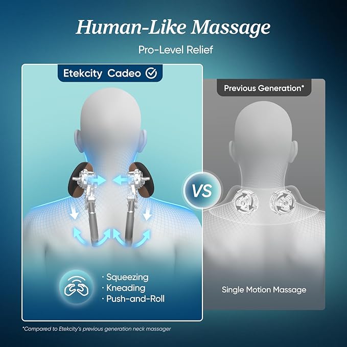 Etekcity FSA Eligible Cordless Neck Massager for Pain Relief Deep Tissue Shiatsu Shoulder Massager with Heat Massage Tools for Trapezius Lymphatic Drainage Relaxation Therapy HSA Items Cadeo