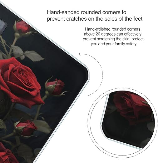 Skull Rose Bathroom Scale for Body Weight LCD Display Digital Bathroom Scale Tempered Glass Bathroom Weight Scales Fashion Smart Scales for Home Bedroom 400 Lb