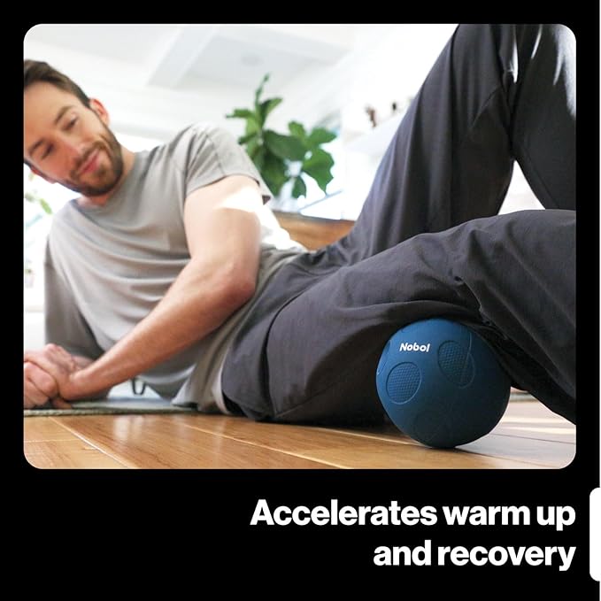 Muscle Recovery Kit | MyoSphere Vibration Massage Ball &amp MyoBelt Accessory | Target deep Muscle Layers Easing Tension in The Back Neck Shoulders arms HIPS Glutes and Legs. (Nobol Blue)