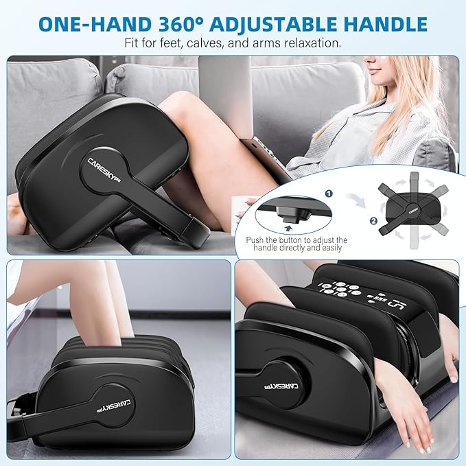 HSA Store FSA Eligible Foot Massager with Heat 3 Heating Therapy 5 Intensity Deep Kneading Rolling for Calf-Feet-Arm Circulation Plantar Fasciitis and Pain Relief