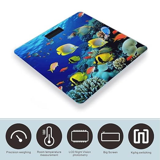 Tropical Ocean Sea Fish Scale for Body Weight Smart Scales Digital Bathroom Scale High Precision Weighing Scales with Large Display Weighing Machine for People