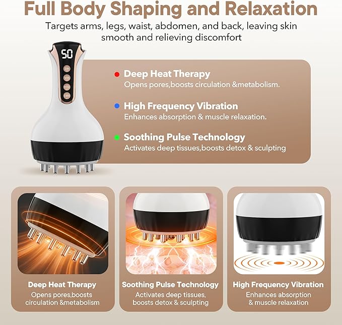 Lymphatic Drainage Massager &amp Massage Tool Body Sculpting Machine &amp Fascia Blaster for Cellulite with Microcurrent Light Heat &amp Vibration for Legs Arms &amp Belly