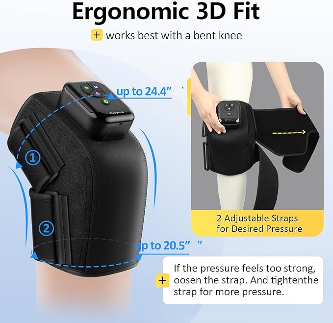 Comfytemp Air Compression Therapy Device K1006 Cordless Knee Massager for Circulation and Pain Relief FSA Eligible HSA Heated Massage Wrap with 3 Modes &amp Intensities Ideal for Men Women Seniors