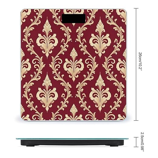 Men's Fashion Automatic Switch Digital Bathroom Weighing Scale Smart Scale Flower Maroon Gold Floral Classy Burgundy Antique
