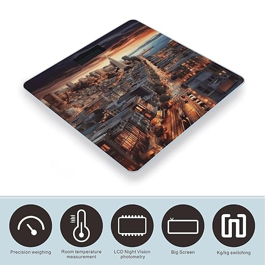 San Francisco Bathroom Scale Large LCD Backlight Display Digital Scale Rounded Corners Body Scales Automatic Power On/Off Bathroom Scales for Home Bedrooms