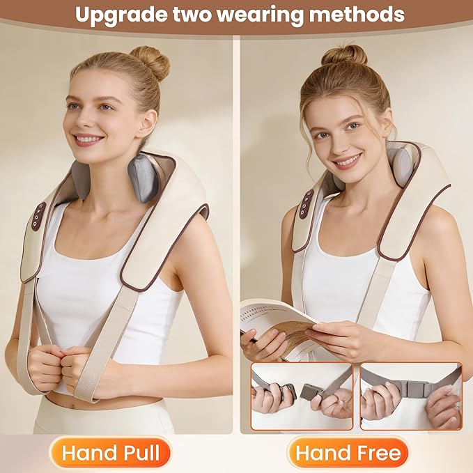 Cordless Shiatsu Neck and Shoulder Massager with Heat 6D Kneading Nodes for Back Massage &amp Deep Relaxation Auto 10 Mins Uses Whisper Quiet Rechargeable for Home Office Perfect Gifts for Men W