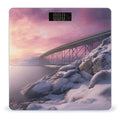 Bridge on Snow Scale for Body Weight Anti-Slip Tempered Glass Digital Bathroom Scales Clear LCD Display Weighing Scale Safe Rounded Corners Smart Scales