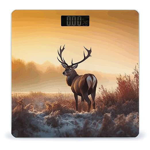 Landscape Deer Scale for Body Weight Accurate Digital Bathroom Scale Toughened Glass High Precision Scales Smart Weight Scales with Large LCD Backlight Display Weighing Machine