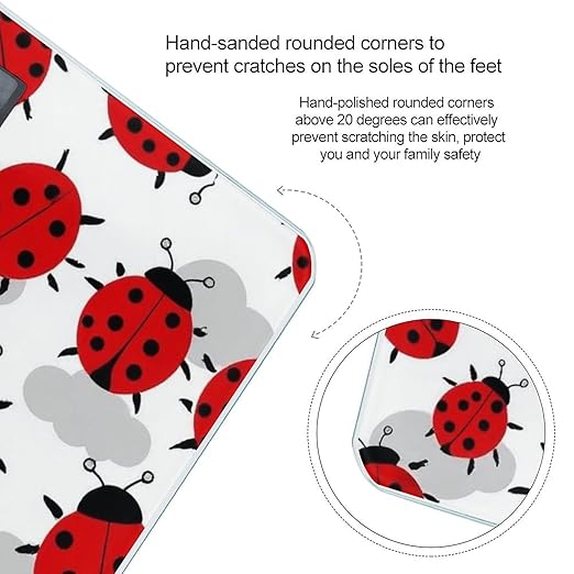 Men's Fashion Automatic Switch Digital Bathroom Weighing Scale Smart Scale Red Black Dots Ladybugs Pattern