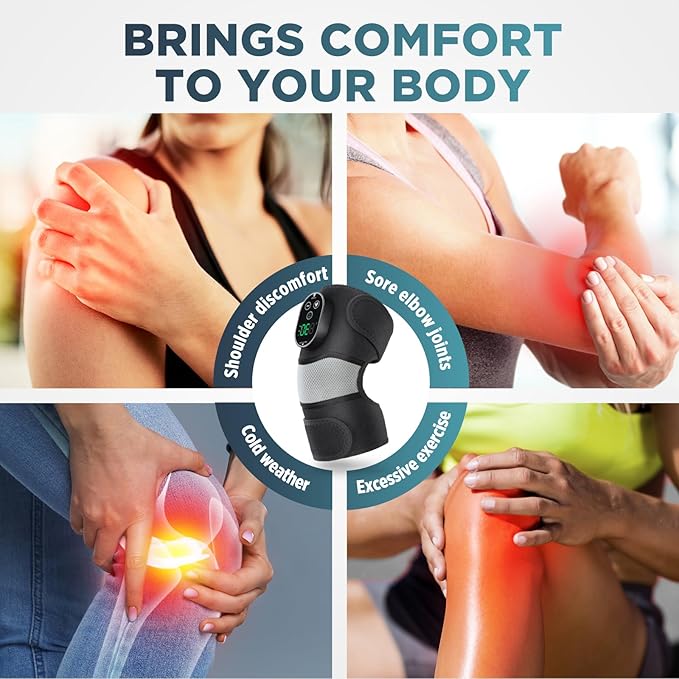 2-Pack Cordless Heated Knee Massager Knee Heating Pad for Pain Relief Heated Knee Wrap 6 Heat Levels 3 Vibration Modes &amp Timer Adjustable Heaing Pad Wrap for Knee Shoulder