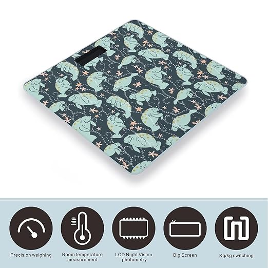 Manatee Animals Smart Square Scale with Digital Display for Bathroom Scale