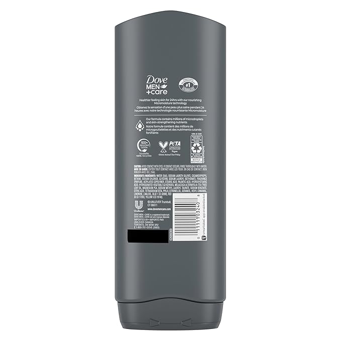 DOVE MEN + CARE Post-Workout Body Wash 3N1 Revive 4 Count For Men With Tea Tree Oil 18 oz