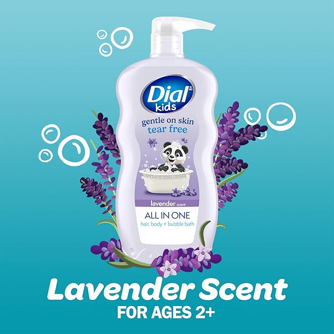 Dial Kids 3-in-1 Body+Hair+Bubble Bath Lavender Scent 24 fl oz (Pack of 4)