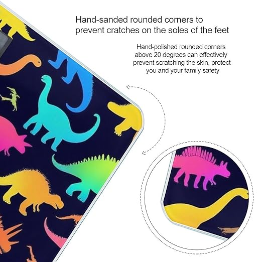 Automatic Switch Digital Bathroom Weighing Scale Smart Scale for Body Weight Neon Funny Dinosaurs
