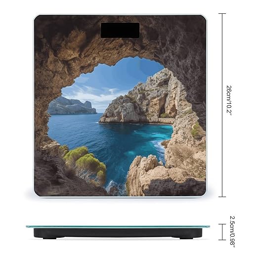 Arch in Mallorca Spain Scale for Body Weight Anti-Slip Tempered Glass Digital Bathroom Scales Clear LCD Display Weighing Scale Safe Rounded Corners Smart Scales
