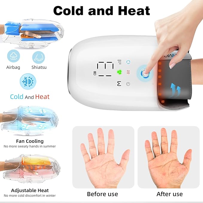 Hand Massager with Heat and Compression &amp Kneading Massage for Arthritis Carpal Tunnel Pain Relief Cordless Hand Massager with 6 Modes &amp 6 Intensities Birthday Gifts for Women Men