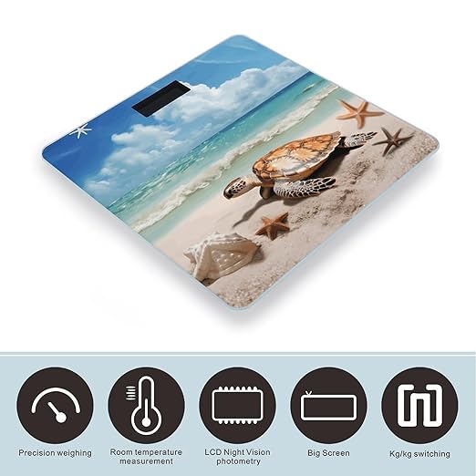 Sea Turtle Starfish Smart Scale for Body Weight Accurate Bathroom Scale with LED Display Digital Weight Scales Weighing Machine High Precision Scales for Bath Home
