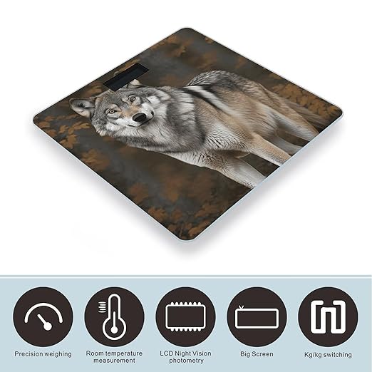 Wild Wild Gray Wolf Scale for Body Weight Accurate Digital Bathroom Scale Toughened Glass High Precision Scales Smart Weight Scales with Large LCD Backlight Display Weighing Machine