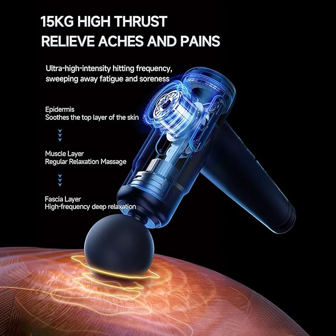Portable Deep Tissue Muscle Massage Gun – 99-Speed Handheld Percussion Massager with LCD Display Quiet Motor 6 Heads &amp Carrying Case – Rechargeable Body Relaxation Tool for Active Lifestyles