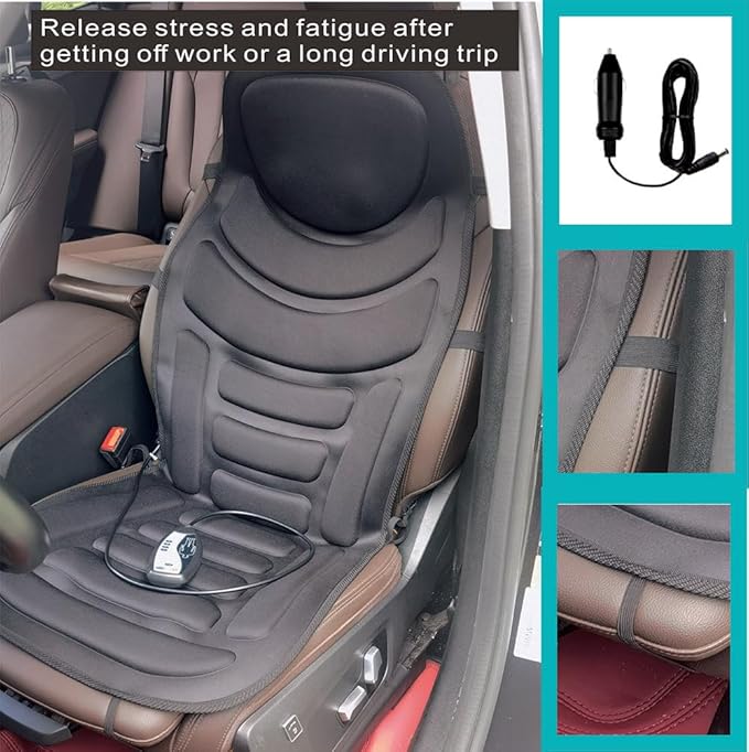Back Massager with Heat8 Vibration Motors Massage Chair Pad for Shoulder and Back Deep Tissue Vibration Seat Cushion for Body Pain ReliefHome Office Chair Use Gifts for WomenMenBlack
