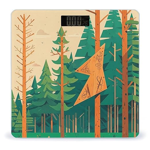 Mountain Fir Forest Scale for Body Weight Accurate Digital Bathroom Scale Toughened Glass High Precision Scales Smart Weight Scales with Large LCD Backlight Display Weighing Machine