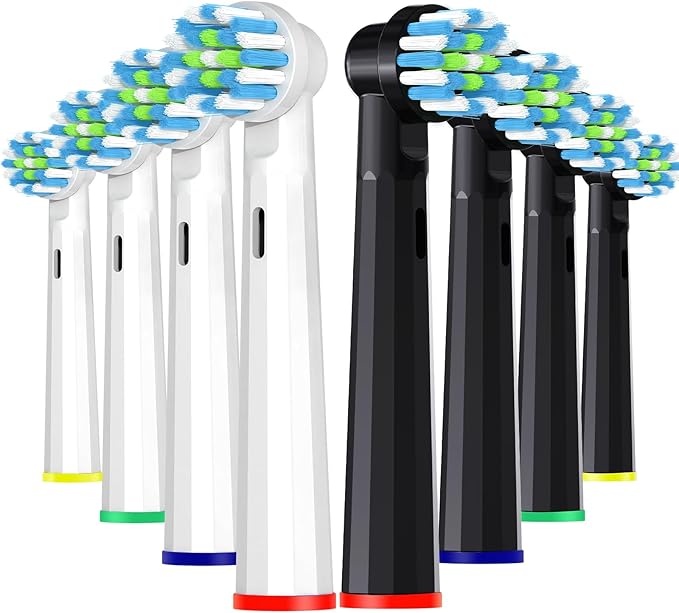 8 Pack Replacement Toothbrush Heads Compatible with Oral B Pro 1000 Electric Toothbrush Brush Heads Refill for Smart 1500 Cross/Floss/Sensitive/7000/5000 Black/White