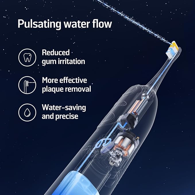 Soocas NEOS II Refresh Set - Electric Toothbrush with Water Flosser Sonic Electric Toothbrush for Adults Portable for Travel Deep Clean for Implants &amp Braces Healthier Gums Pearl White