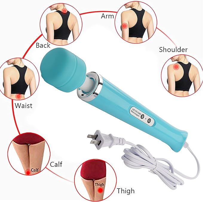 Wired Powerful Handheld Electric Massager with Strong 10 Modes Personal Back Massage for Sports Recovery Muscle Aches Relaxing Body (Light Blue)