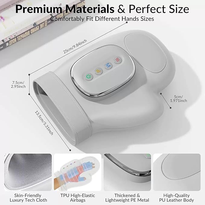 Hand Massager Cordless Massagers with Heat and Compression for Arthritis Carpal Tunnel Relief 3 Massage Modes 3 Heating Levels 5 Intensities Portable Electric Massagers Ideal Gifts for Women Men