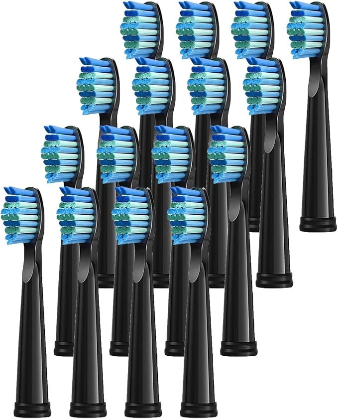 4 Pcs Electric Toothbrush Heads Compatible with Fairywill D7/D8/FW507/FW508/FW551/917/959/SG-E9(16pcs Black)