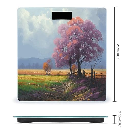 Season Landscape Digital Bathroom Scale for Body Weight Weighing Scale with Backlit LCD Display High Precision Measurements &amp Measures Weight Up to 180kg