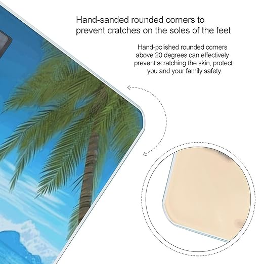Hawaiian Beach with Palm Trees Weight Scale Large Bathroom Scales Digital Weight with Bright LED Display Non Slip Automatic Weighing Scale Fashion Weighing Machine for Body
