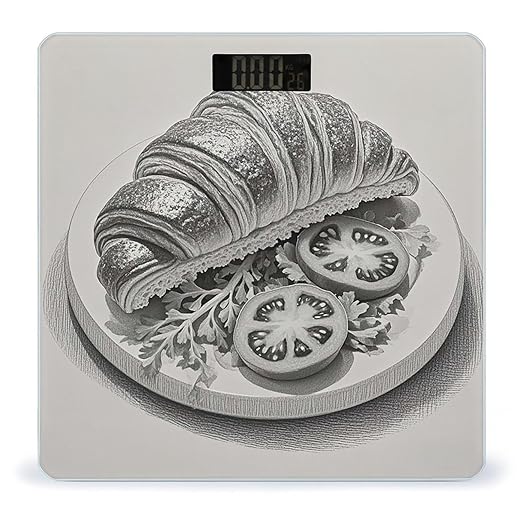 Bread Art Bathroom Scale for Body Weight Bathroom Weighing Scales with Back Lit LED Display Sturdy Tempered Glass Body Weight Bathroom Scale 400lb Weighing