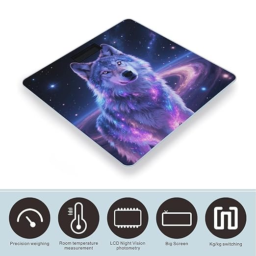 Digital Bathroom Scale for Body Weight Scale with Bright LCD Display High Accuracy Step-On Technology Auto On/Off Galaxy Wolf Digital Scales 400 Lbs /180kg