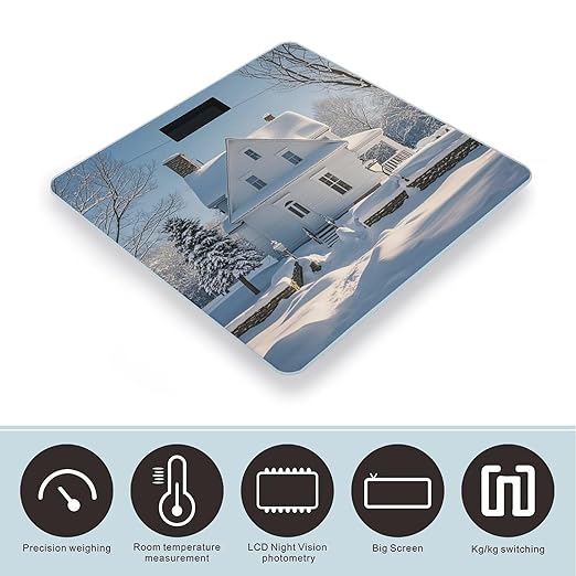 Winter House Bathroom Scale for Body Weight Bathroom Weighing Scales with Back Lit LED Display Sturdy Tempered Glass Body Weight Bathroom Scale 400lb Weighing